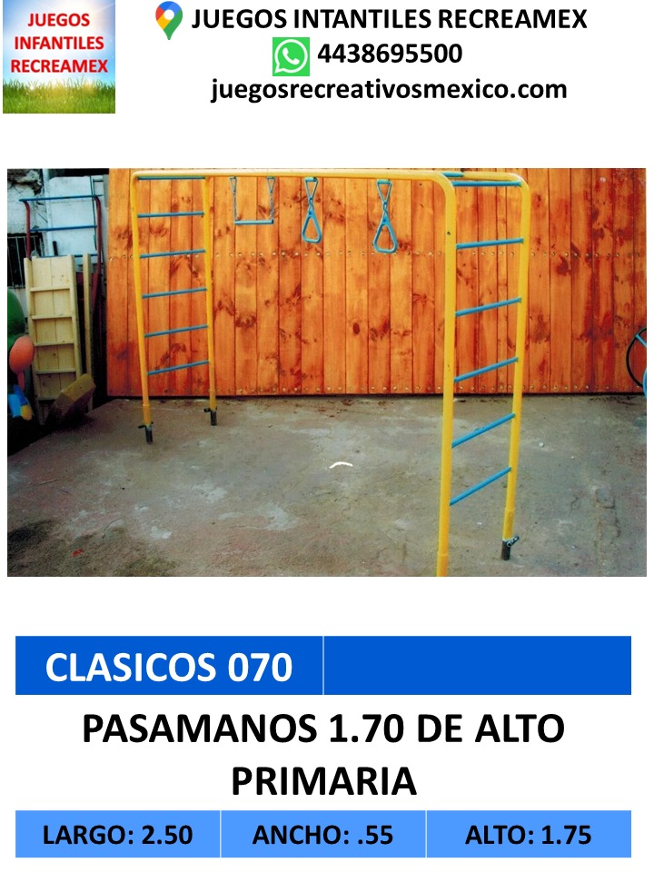 pasamanos 1.70 de alto para primaria
